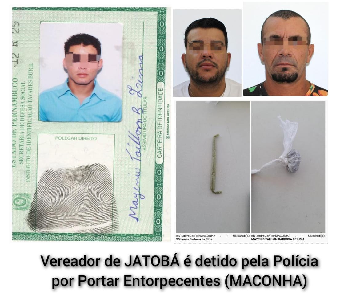 Vereador de Jatobá, Mayenio Taillon Barbosa de Lima, é Detido por Porte de Entorpecente