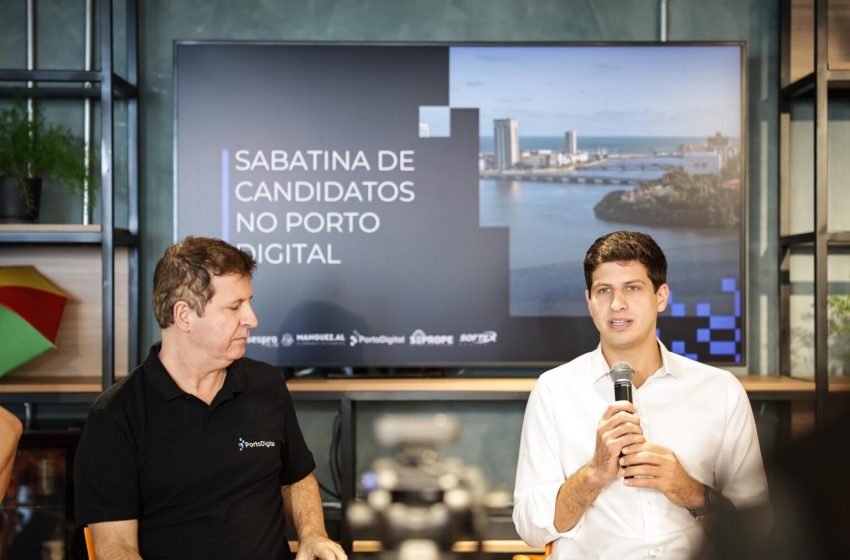  João Campos Reafirma Compromisso com o Embarque Digital e Destaca Projetos de Regeneração Urbana em Sabatina no Porto Digital Prefeito do Recife promete beneficiar dois mil jovens com o programa de formação em Tecnologia da Informação e Comunicação e detalha ações para o Bairro do Recife e o Centro da cidade.