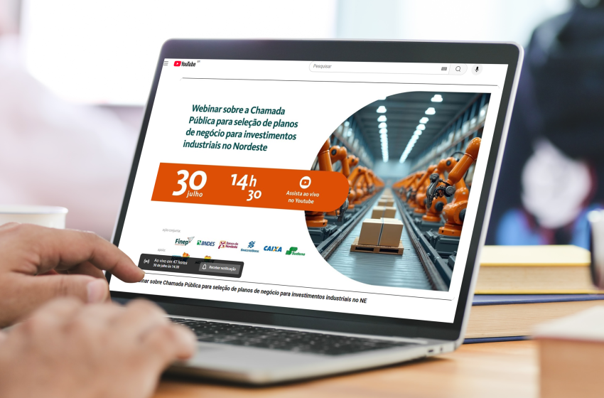 Sudene participa de webinar sobre Chamada Nordeste e investimentos industriais sustentáveis na região Evento online será nesta quarta (30), com transmissão pelo YouTube da Finep, e abordará critérios de seleção para projetos que podem receber até R$ 10 bilhões em investimentos.