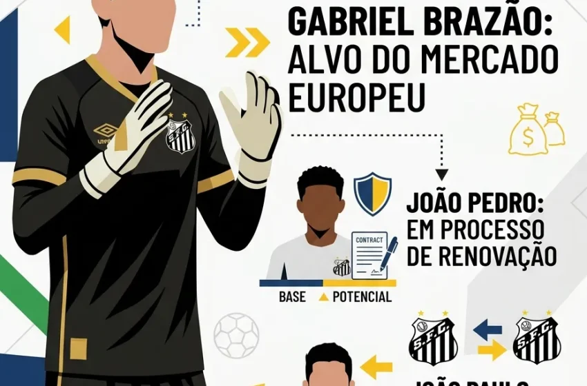  Santos considera negociação de Gabriel Brazão com clubes europeus, revela Vagner Frederico
