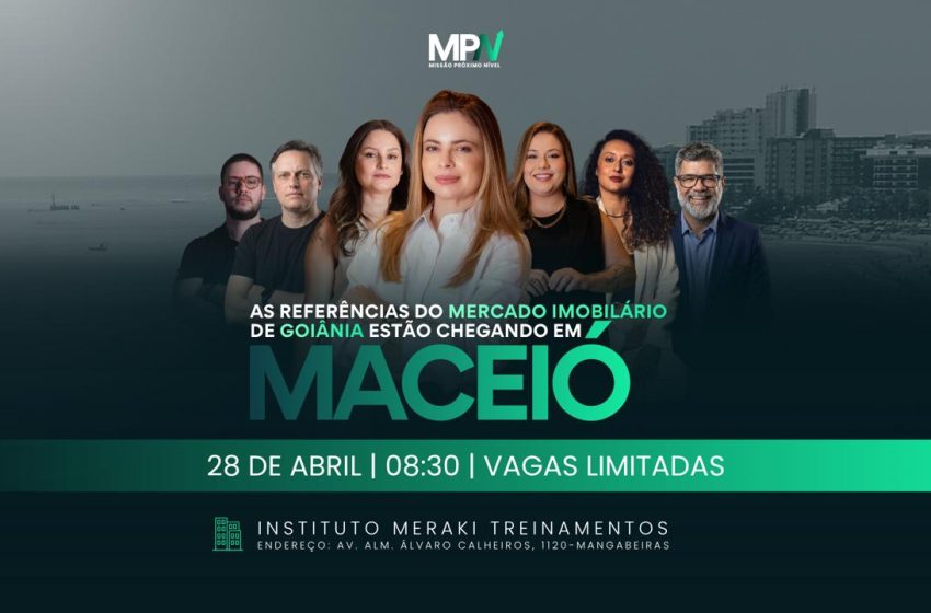  Com vagas quase esgotadas, imersão exclusiva para o mercado imobiliário acontece nesta terça-feira (28) em Maceió