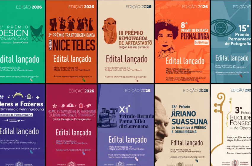 Governo de Pernambuco lança 12 editais culturais com investimento de R$ 1,3 milhão em todas as macrorregiões Pacote anunciado pela Secult-PE contempla premiações para artistas, mestres, coletivos e iniciativas culturais em áreas como literatura, dança, teatro, fotografia, artesanato, gastronomia, ópera e cultura popular